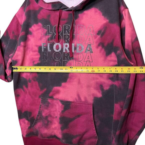 Florida Hoodie Mens 2XL Pink Black Tie Dye Pullover Sweatshirt Creative Apparel - Picture 4 of 12